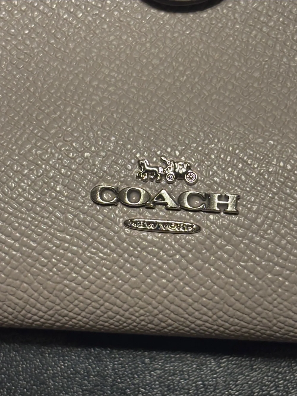 Coach Pebbled Leather Medium Corner Zip Snap Wallet in Light Beige‎